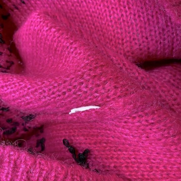 Vintage Franco Valeri Fuchsia Black Textured Knit Crew Neck Sweater M - Picture 11 of 13